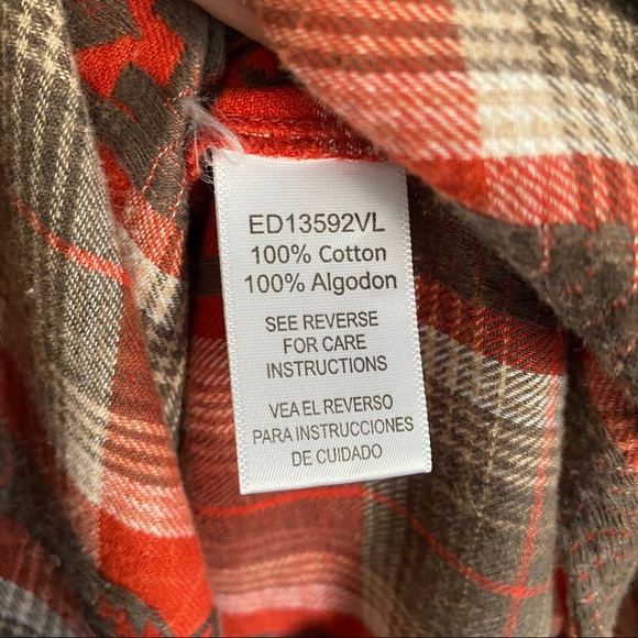 En Creme Boyfriend Orange & Gray Mix Plaid Tunic - Picture 7 of 9